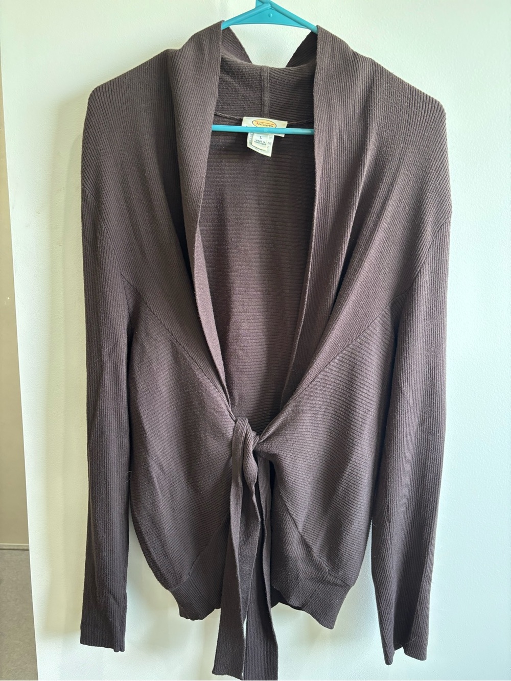 Talbots petite Brown Tie-Front Knit Cardigan